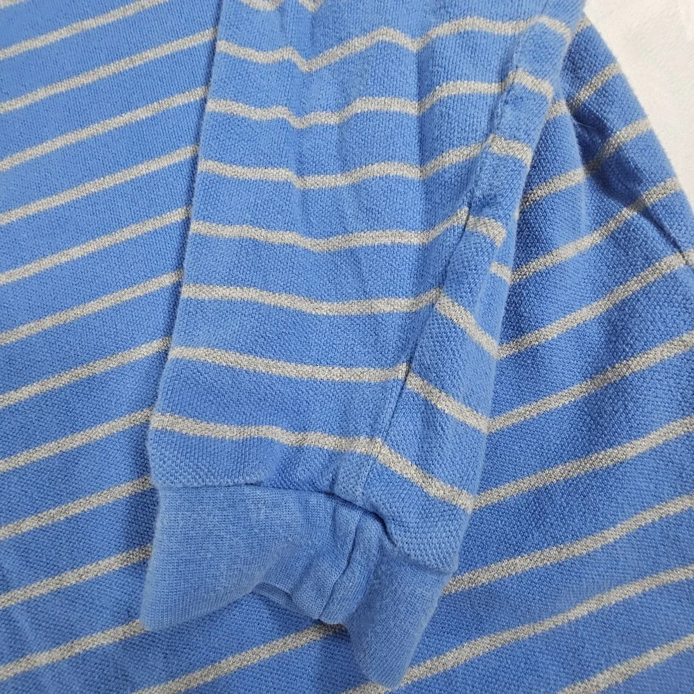 Ralph Lauren Polo Vintage Rugby Shirt Men's Size XL Blue Gray Stripes Brown Pony